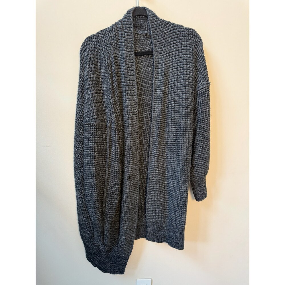 Charcoal Gray Long Open Front Cardigan Size L